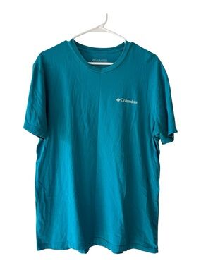 Columbia Bear Graphic T Shirt Mens Large Blue Outdoor Hiking Short Sleeve Tee